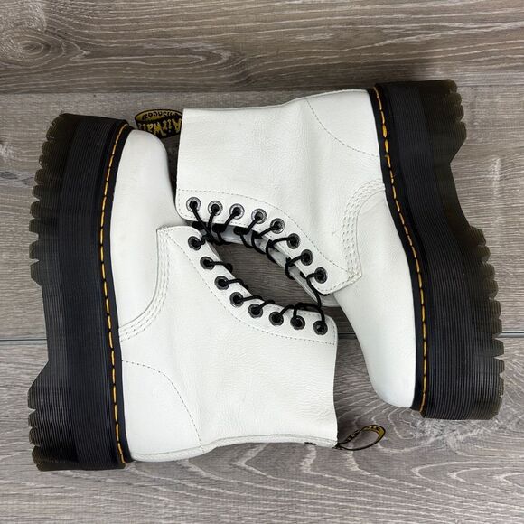 Dr Martens 1460 Pascal Max Women’s Sz 7 White Leather Platform Combat Boots - Picture 10 of 11